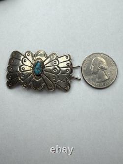Vintage Native American Old Pawn Sterling Silver Turquoise Hair Pin 6.9g