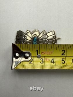 Vintage Native American Old Pawn Sterling Silver Turquoise Hair Pin 6.9g