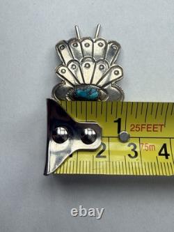 Vintage Native American Old Pawn Sterling Silver Turquoise Hair Pin 6.9g