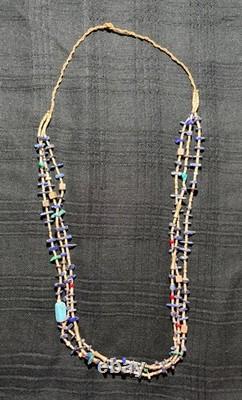 Vintage Native American Sterling Silver Turquoise, Lapis, Turquoise Necklace