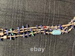 Vintage Native American Sterling Silver Turquoise, Lapis, Turquoise Necklace
