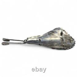 Vintage Native American Turquoise Coral Sterling Silver Brooch Signed Y