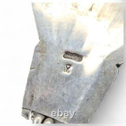 Vintage Native American Turquoise Coral Sterling Silver Brooch Signed Y