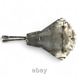 Vintage Native American Turquoise Coral Sterling Silver Brooch Signed Y