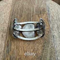 Vintage Native American Turquoise Cuff Sterling Silver Bracelet NA Jewelry 102g
