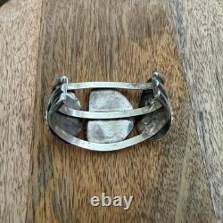 Vintage Native American Turquoise Cuff Sterling Silver Bracelet NA Jewelry 102g