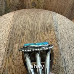 Vintage Native American Turquoise Cuff Sterling Silver Bracelet NA Jewelry 102g
