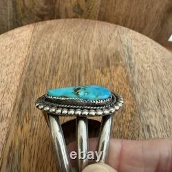 Vintage Native American Turquoise Cuff Sterling Silver Bracelet NA Jewelry 102g