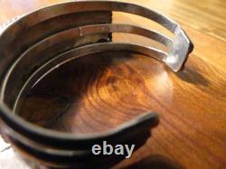 Vintage Native Navajo Sterling Silver Coral Cuff bracelet