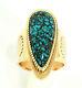 Vintage Navajo 14k Gold Mens Ring With #8 Spiderweb Turquoise Size 13 Livingston
