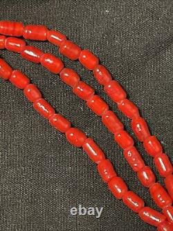 Vintage Navajo 3 Strand Coral Sterling Silver Necklace Rear Clasp