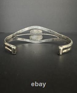 Vintage Navajo Blue Spiderweb Turquoise Sterling Silver Cuff Bracelet 6-1/2