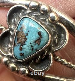 Vintage Navajo Blue Spiderweb Turquoise Sterling Silver Cuff Bracelet 6-1/2