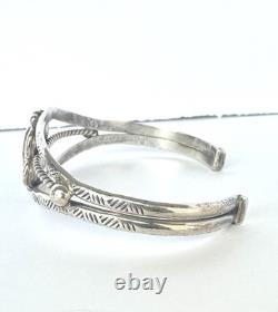 Vintage Navajo Blue Spiderweb Turquoise Sterling Silver Cuff Bracelet 6-1/2