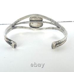 Vintage Navajo Blue Spiderweb Turquoise Sterling Silver Cuff Bracelet 6-1/2