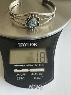 Vintage Navajo Blue Spiderweb Turquoise Sterling Silver Cuff Bracelet 6-1/2