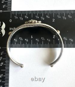 Vintage Navajo Blue Spiderweb Turquoise Sterling Silver Cuff Bracelet 6-1/2