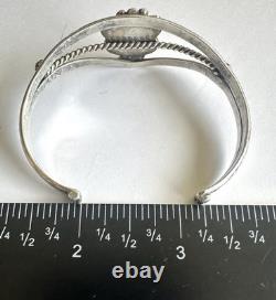 Vintage Navajo Blue Spiderweb Turquoise Sterling Silver Cuff Bracelet 6-1/2