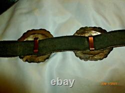 Vintage Navajo Concho Belt. 925 Silver Native American Signed GD 7pc 300g