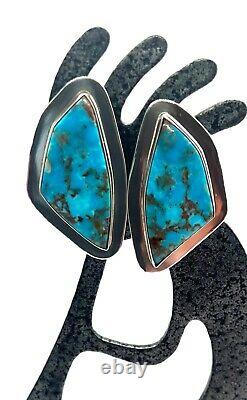 Vintage Navajo Handmade Sterling Silver Natural Blue Turquoise Post Earrings