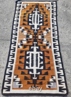 Vintage Navajo Handwoven Beautiful Native American Rug Carpet 68.5x33.8 In