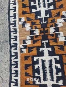 Vintage Navajo Handwoven Beautiful Native American Rug Carpet 68.5x33.8 In
