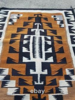 Vintage Navajo Handwoven Beautiful Native American Rug Carpet 68.5x33.8 In