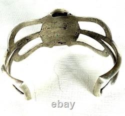Vintage Navajo Indian Sand Cast Sterling Silver Cuff Bracelet Turquoise dsp