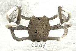 Vintage Navajo Indian Sand Cast Sterling Silver Cuff Bracelet Turquoise dsp