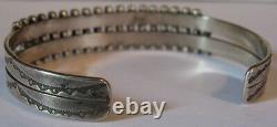 Vintage Navajo Indian Silver Two Row Green & Blue Turquoise Bracelet