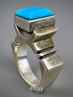 Vintage Navajo Native American Modernist Sterling Silver Turquoise Ring