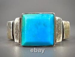 Vintage Navajo Native American Modernist Sterling Silver Turquoise Ring