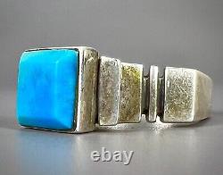 Vintage Navajo Native American Modernist Sterling Silver Turquoise Ring