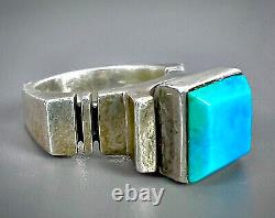 Vintage Navajo Native American Modernist Sterling Silver Turquoise Ring