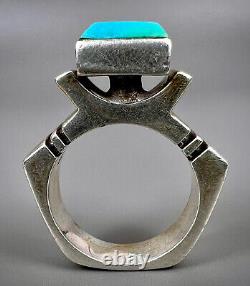 Vintage Navajo Native American Modernist Sterling Silver Turquoise Ring