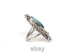 Vintage Navajo Native American Morenci Turquoise Sterling Silver Ring Sz 7.25