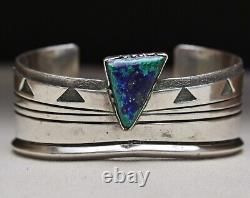 Vintage Navajo Native American Sterling Silver Azurite Malachite Cuff Bracelet