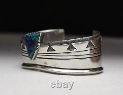 Vintage Navajo Native American Sterling Silver Azurite Malachite Cuff Bracelet