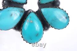 Vintage Navajo Native American Sterling Silver Turquoise Cluster Ring Size 9