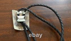 Vintage Navajo Peyote Bolo Tie by James Shay Turquoise, Coral & Sterling Silver