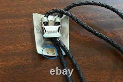 Vintage Navajo Peyote Bolo Tie by James Shay Turquoise, Coral & Sterling Silver