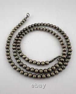 Vintage Navajo Sterling Silver 5mm Pearl Bench Ball Bead Necklace 21- 16g