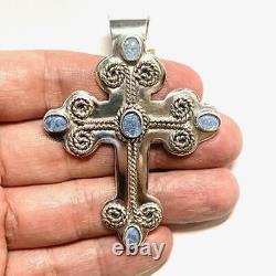 Vintage Navajo Sterling Silver Cross adorned with Opal Stones By J. Wright