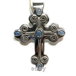Vintage Navajo Sterling Silver Cross adorned with Opal Stones By J. Wright
