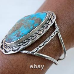 Vintage Navajo Sterling Silver Natural Turquoise Statement Cuff Bracelet 28.5g
