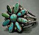 Vintage Navajo Sterling Silver Raised Turquoise Cluster Flower Ring Unique