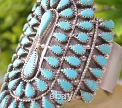Vintage Navajo Sterling Silver Turquoise Cluster Cuff Bracelet