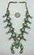 Vintage Navajo Sterling Silver & Turquoise Cluster Squash Blossom Necklace 224g