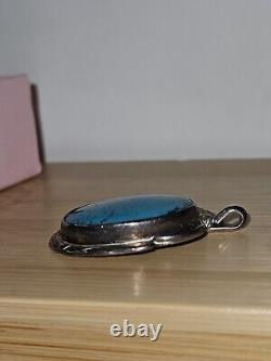 Vintage Navajo Sterling Silver Turquoise Pendant Signed Native American