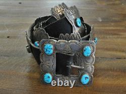 Vintage Navajo Sterling Silver and Turquoise Concho Belt